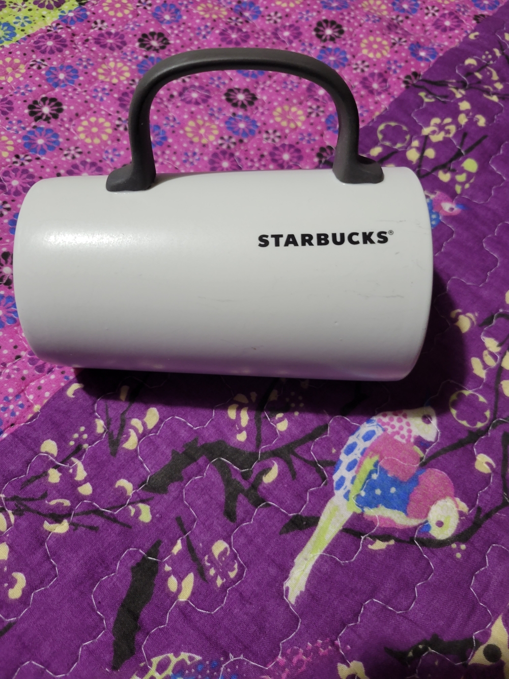 Starbucks White Ceramic Mug with Black Handle